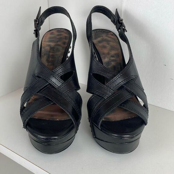 Studded Leather Slingback Platform Heels 7.5 - Picture 2 of 13